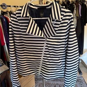 Lane Bryant Navy and White Striped Blazer
